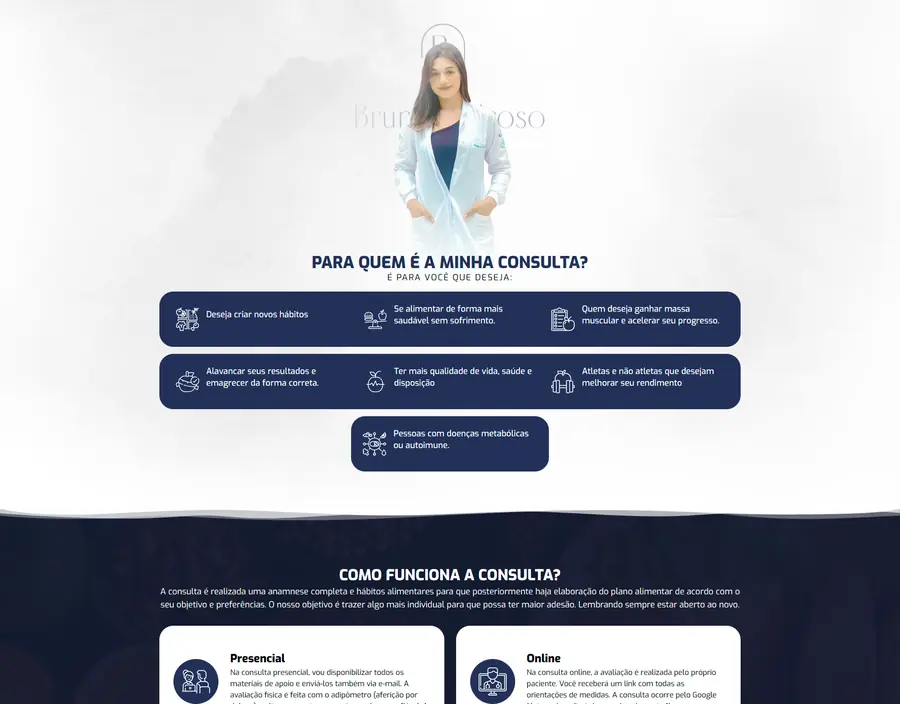 Landing page da nutricionista Bruna Pedrosa