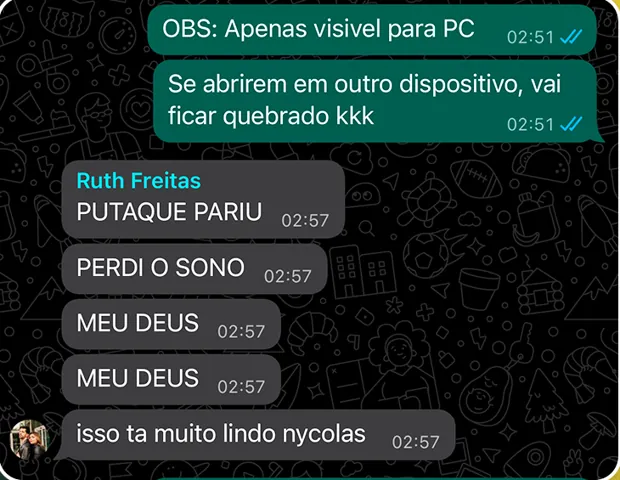 Print de conversa: isso tá muito lindo