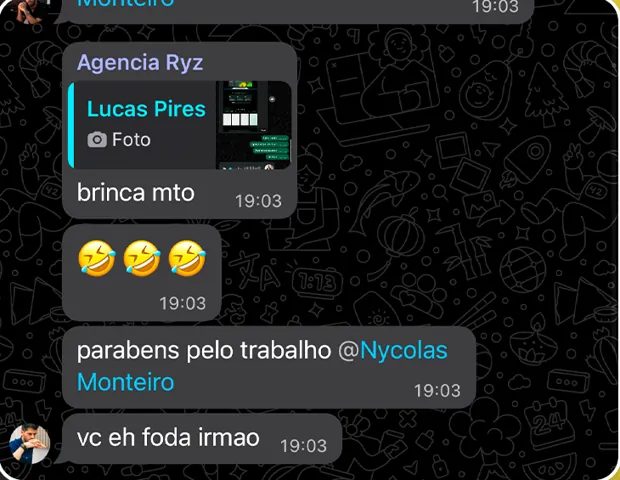 Print de conversa: parabéns pelo trabalho