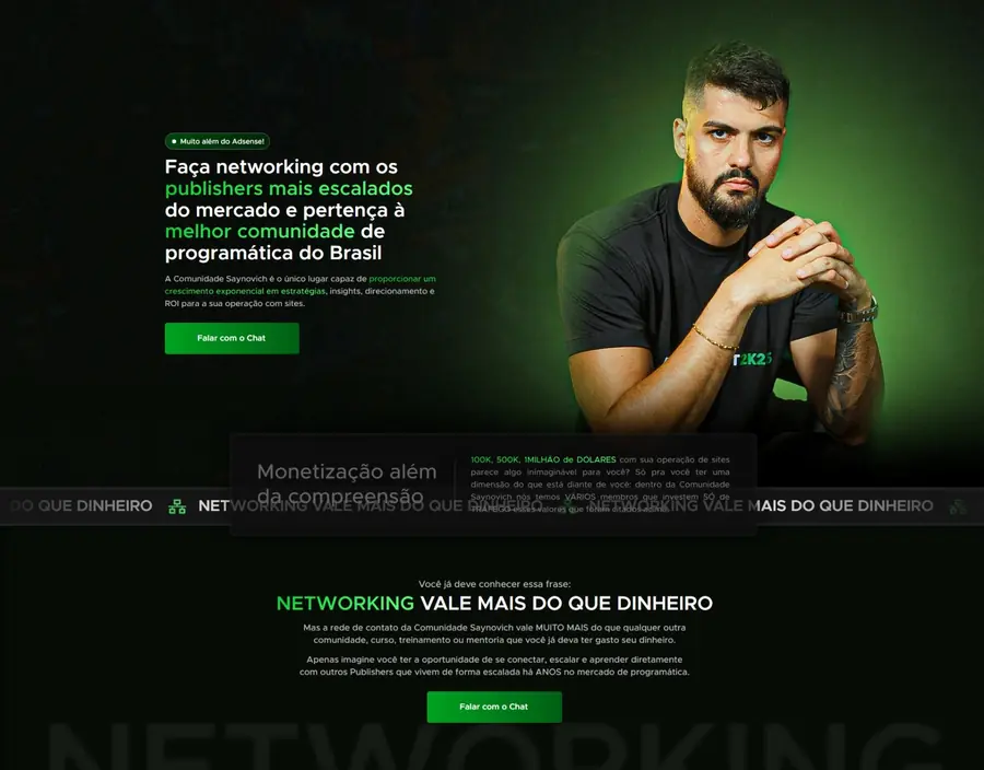 Site da Comunidade Saynovich, networking de publishers