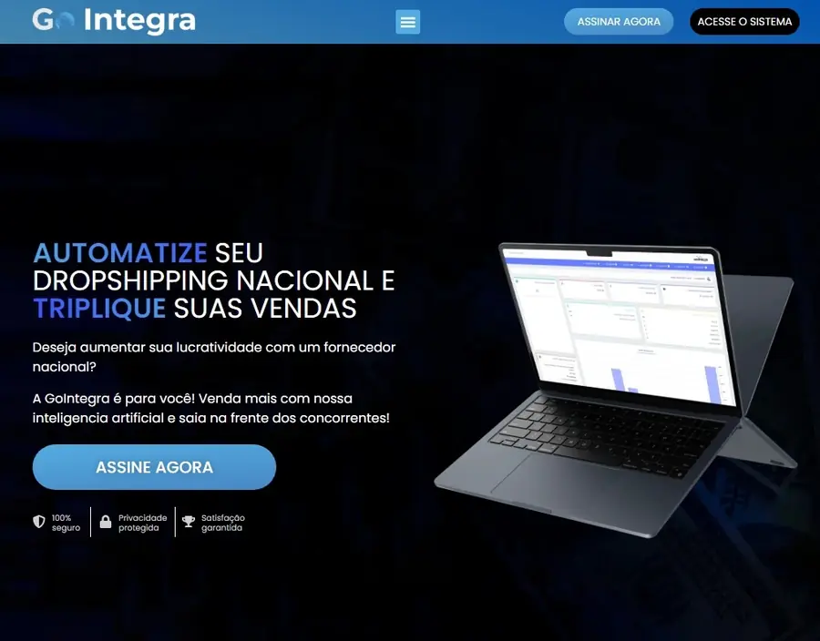 Site da GoIntegra, dropshipping nacional